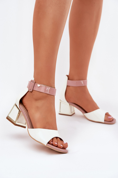 Lacquered Women's Sandals On Heel White Zennia