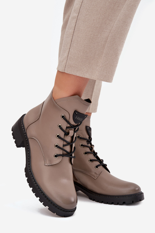 Insulated Women's Block Heel Boots Vinceza 58609 Grey