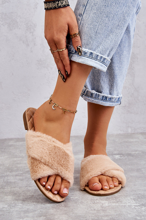 Women's Flat Heels With Fur Nude Lussie