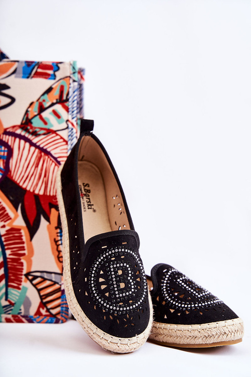 Espadryle Wsuwane Ażurowe Damskie Czarne Meredith