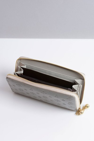 Women's Wallet Grey Large Lacquered Gold Lock