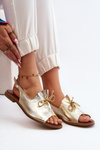 Zazoo 2898 Leather Flat Sandals Gold