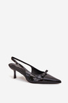 Patent Leather Heeled Pumps With Bow Black Olvena