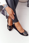 Suede Ballerinas With A Buckle Sergio Leone BL623 Black