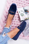 Women's Comfort Suede Moccasins Navy Blue Anzio