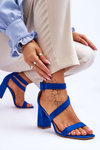 Women's Suede Heel Sandals Blue Lanes