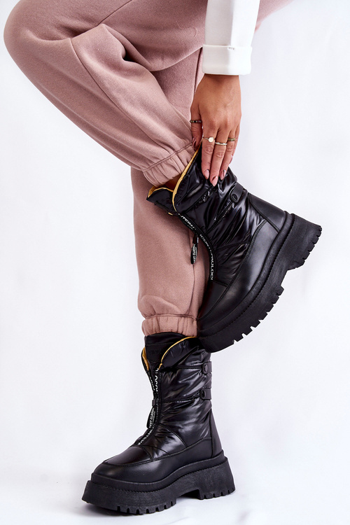 High Women's Snow Boots With Zipper Black Moira
