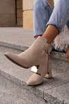 Women's ankle boots with zipper closure eco suede light beige Bonucci