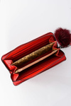 Women's Large Red Wallet Ornamental Zip Pouch Pendant