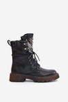 Eco Leather Ankle Boots Workers With Decoration Insulated D&A Black MR880-080