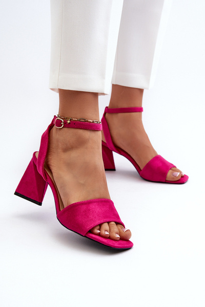 Ladies High Heel Sandals Made Of Eco Suede Fuchsia Vinceza 17328