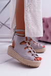 Women's Platform Sandals with Espadrilles Lace-up Grey Grand