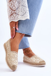 Lace Slip On Espadrilles Beige Blanco