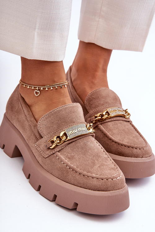 Classic Suede Loafers On Massive Platform Brown Catch Me!