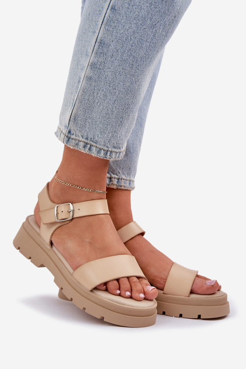 Women's Platform Sandals Beige Evaretha