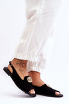 Suede Flat Sandals With Decoration Nicole 2744/002 Black