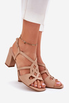 Women's sandals on block heel beige Sergio Leone SK884