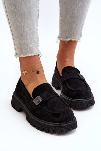 Black Flanila Women's Loafers with Strap