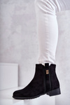 Women's Suede Boots With Ornament Black Giana