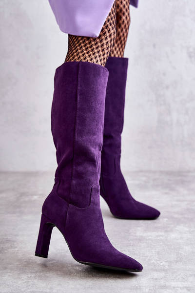 Women's Boots On Heel To The Knee Purple Truly Love