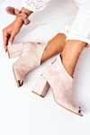 Suede Boots On A Block Heel Lewski Shoes 3044 Beige