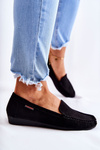 Women's Suede Wedge Loafers Black La Cava