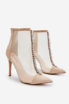 Fashionable Women's Stiletto Boots With Mesh Beige Rummi