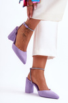 Women's Suede Pumps with Ornamental Strap Purple Lirosa 