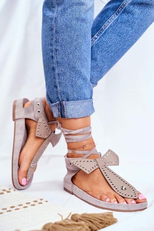 Lu Boo Women's Grey Tiered Sandals Flip Flops Mara