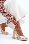Leather Pumps On Massive Heel Gold Rosalia