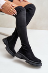 Women's Over the Knee Eco Suede Boots Black Irithalla