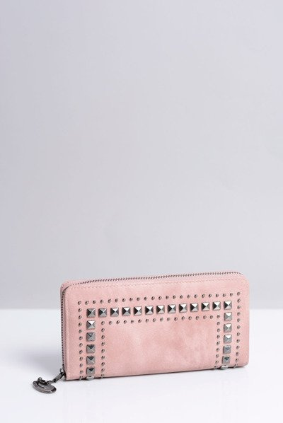 Large Ladies Pink Wallet with Studs