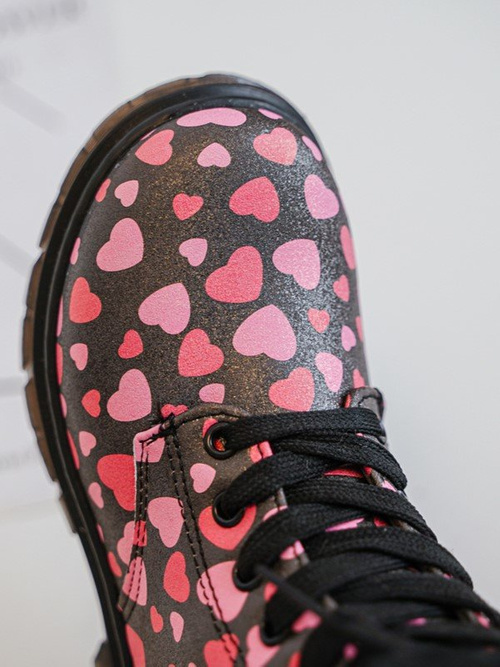 Kids' Lined Boots with Zipper Black-Pink Dolida