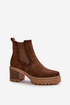 Women's Insulated Heeled Boots Eco Suede Brown Irissinae