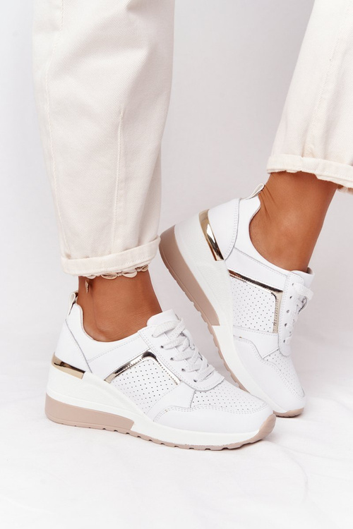 Leather Wedge Sneakers S.Barski White
