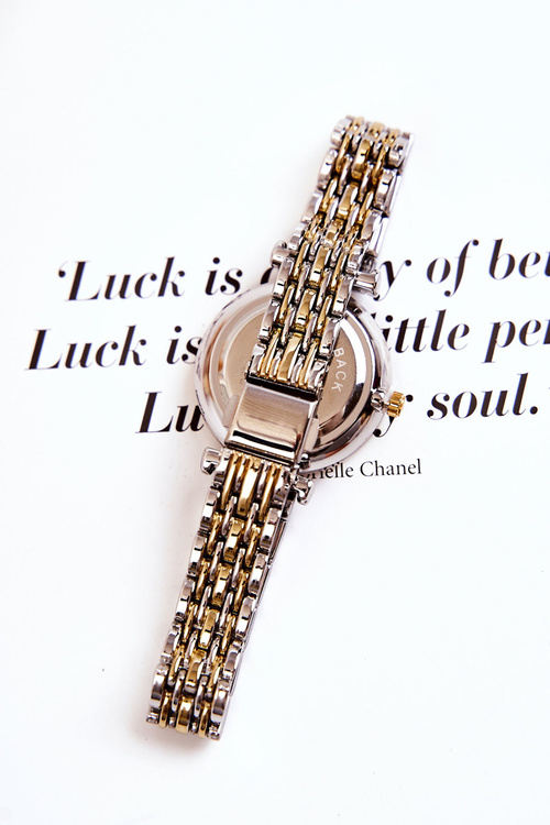 Women's Watch On Bracelet With Cubic Zirconia ERNEST Silver and Gold