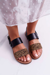 Women's Sandals Maciejka Leather Leopard Black IT001-03