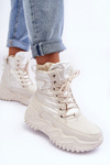 Insulated Boots On Massive Platform Light Beige Lanleh