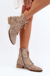 Leather Patterned Flat Heel Ankle Boots Maciejka 06391-04