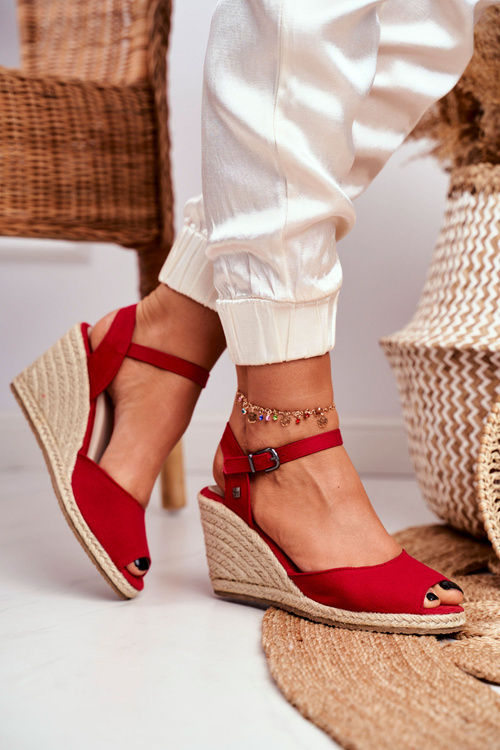 Women's Sandals On Wedge Heel Big Star Red DD274A213