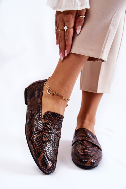 Leather Snake Loafers La.Fi 210023BR-XS Brown