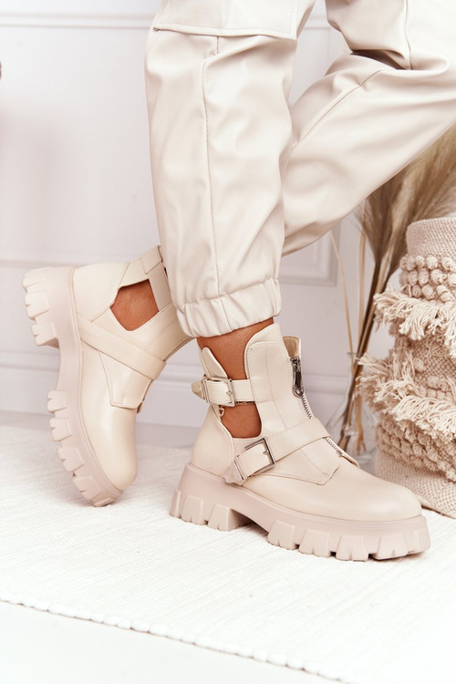 Women's Boots On A Platform Beige Cosmic Love