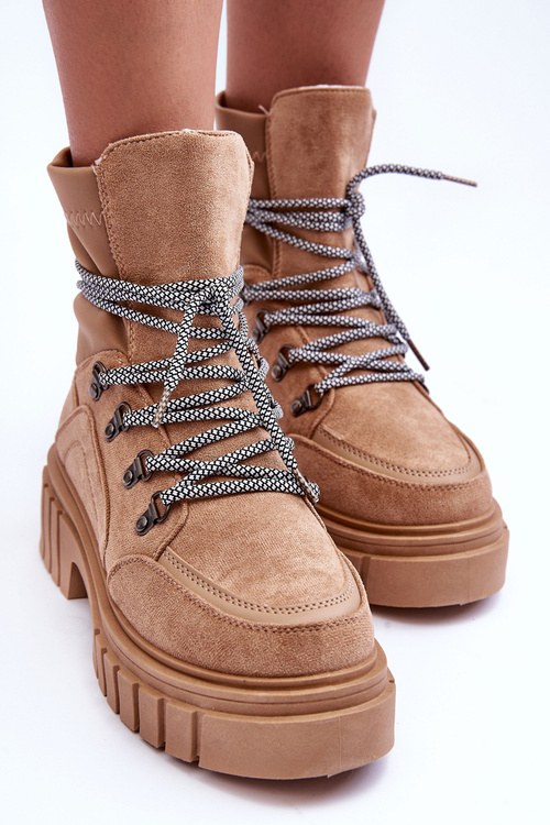 Women's Boots Suede Lace-Up Dark Beige Acorn 