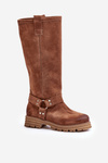 Women's Suede Knee-High Boots Brown Lewski 3615