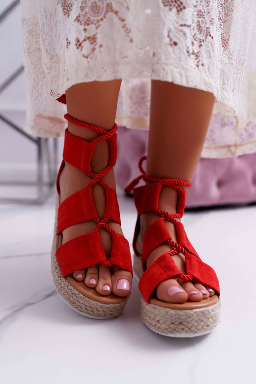 Women's Platform Sandals Suede Red Ergola