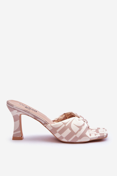 Fashionable High Heels In Print Beige Floria