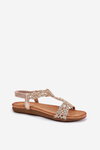 Flat Women's Sandals With Lace Pattern Artiker 56C1281 Gold