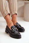 Ladies Leather Moccasins With Decoration Black CheBello 4369