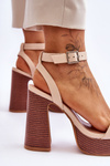 Leather Sandals On A Chunky Platform Beige Marina