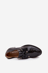 Patent Leather Women's Low Heel Shoes with Bow Zazoo 1399 Black